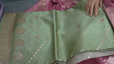 Banarasi  sarees - olive green color Search code 5214